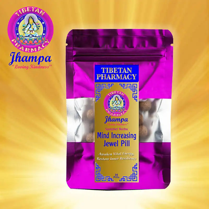 25% Off Mind Enhancing Jewel Pill by Samphel Norbu in vibrant purple packaging, supports brain health and energy. Shop Tibetan supplements now.