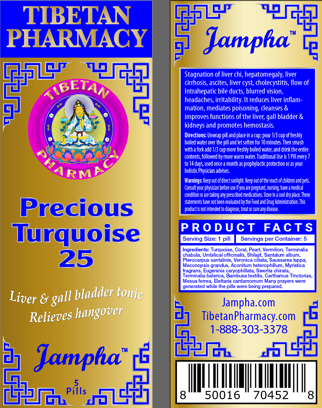 Precious Turquoise Rinchen Yu-Nying-25 | Liver and Gall Bladder Tonic and Hangover Recovery