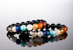 EMF Protective Shungite Stone Bracelet with Chakra Balancing Gems