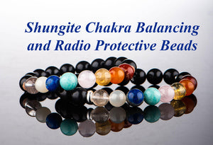 EMF Protective Shungite Stone Bracelet with Chakra Balancing Gems